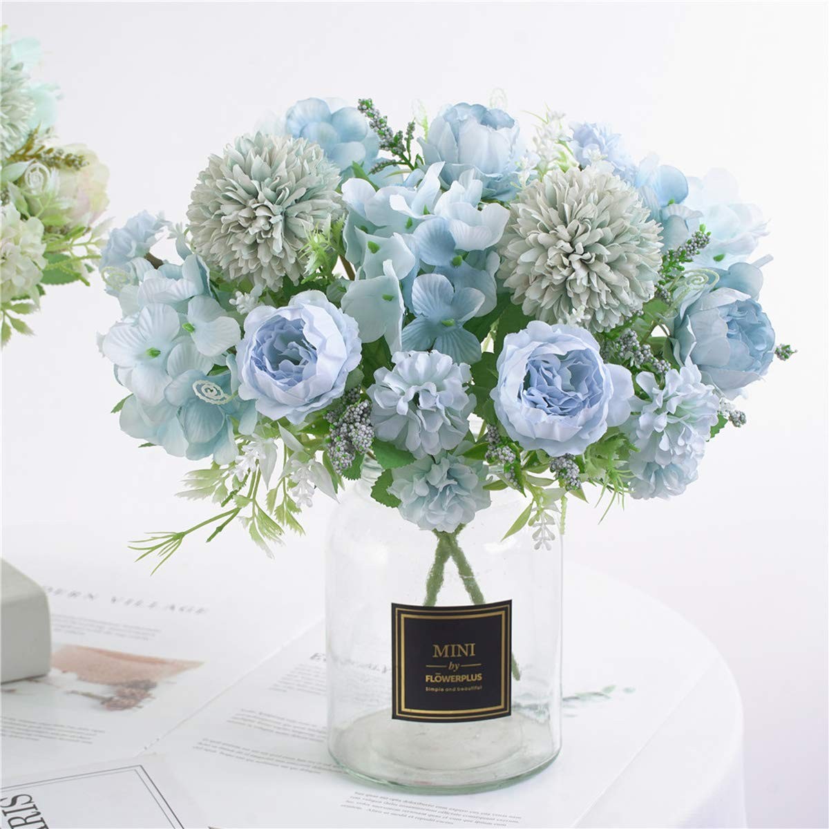 6 Pack Artificial Flowers, Fake Faux Peony Silk Hydrangea Plastic Carnations …