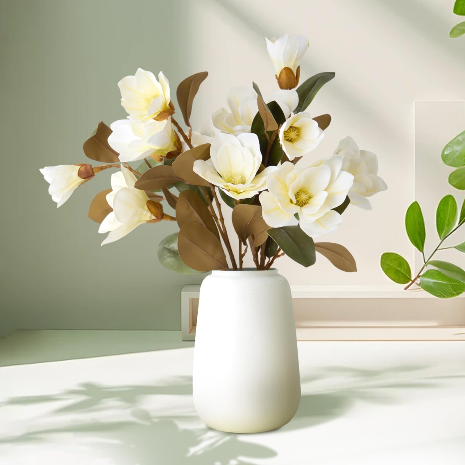 2PCS 32.2inch Artificial Magnolia Flowers 3D Real Touch 6 Heads Faux Magnolia…