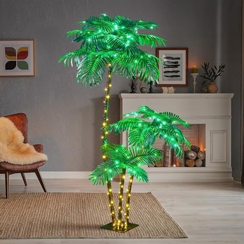 Lighted Palm Tree 6FT 3FT 2FT Artificial Palm Decor for Outdoor 203 LED Light…