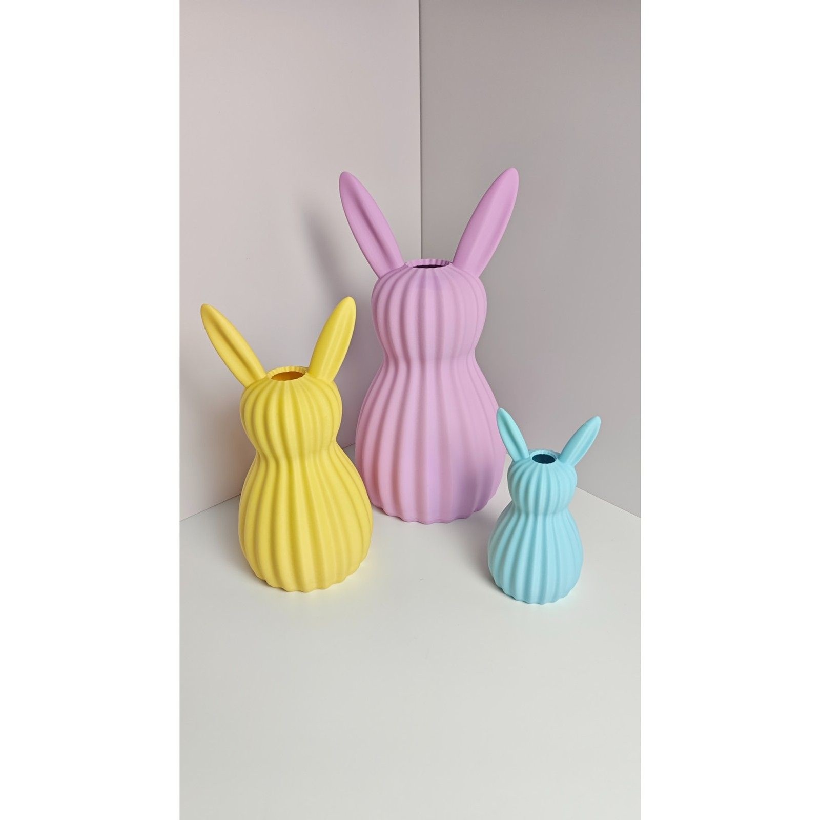 3D Printed Cute Pastel Bunny Vase Set (3 Sizes) | Easter Decor