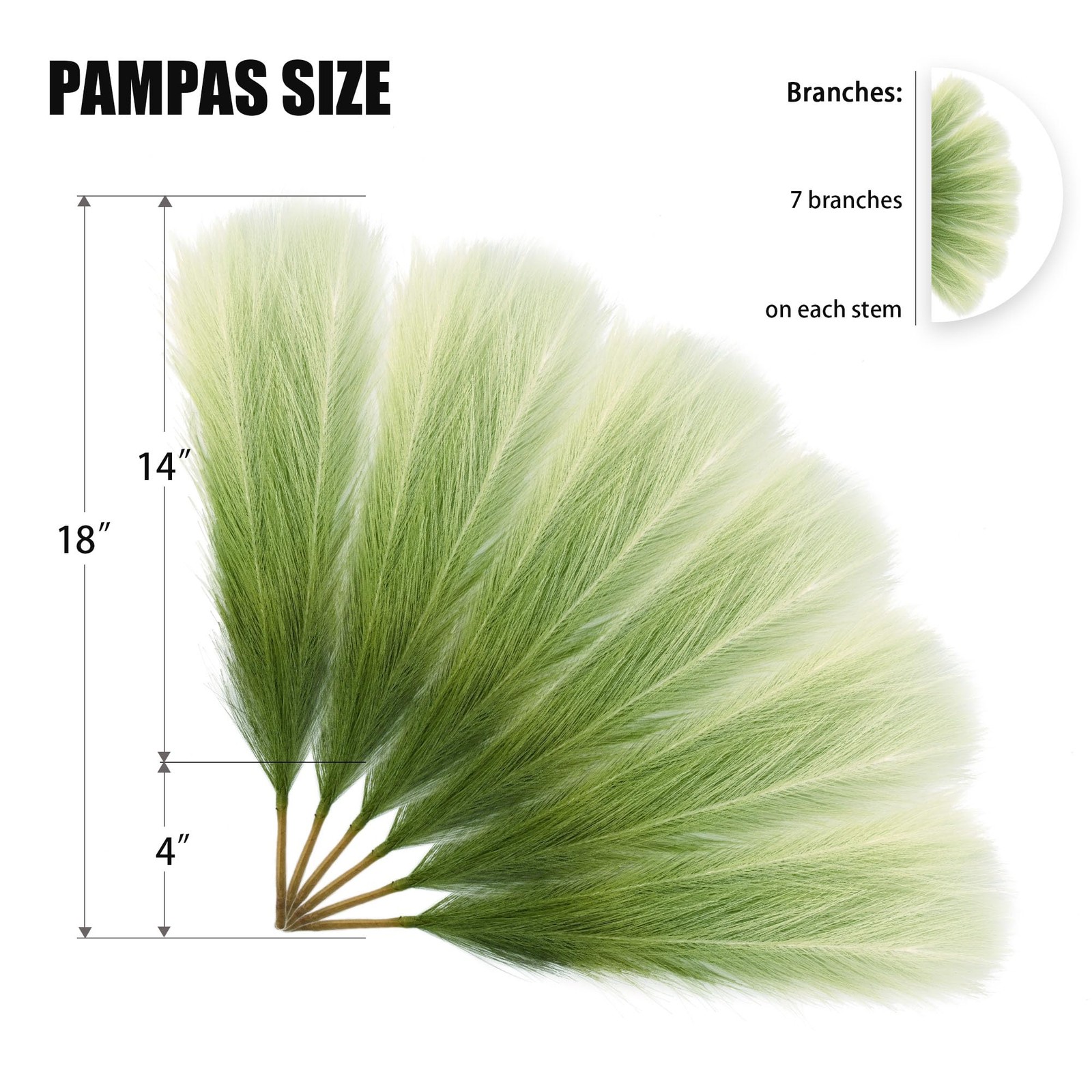 6 PCS Faux Pampas Grass Arrangement – 18″/45cm Artificial Fluffy Pompous Gras…