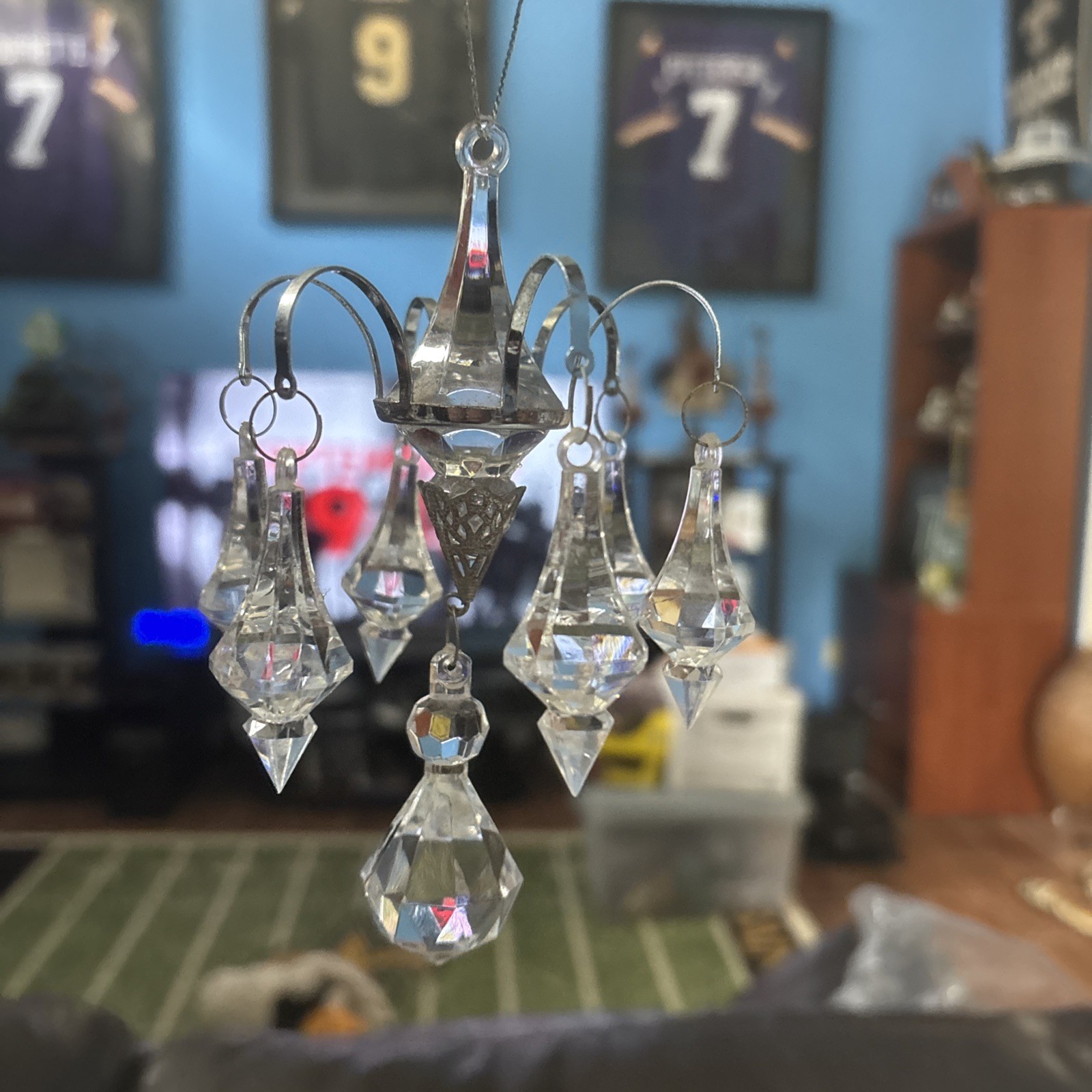 Lot of 8 Vintage Clear Crystal Chandelier Ornament Hanging Decoration Christmas