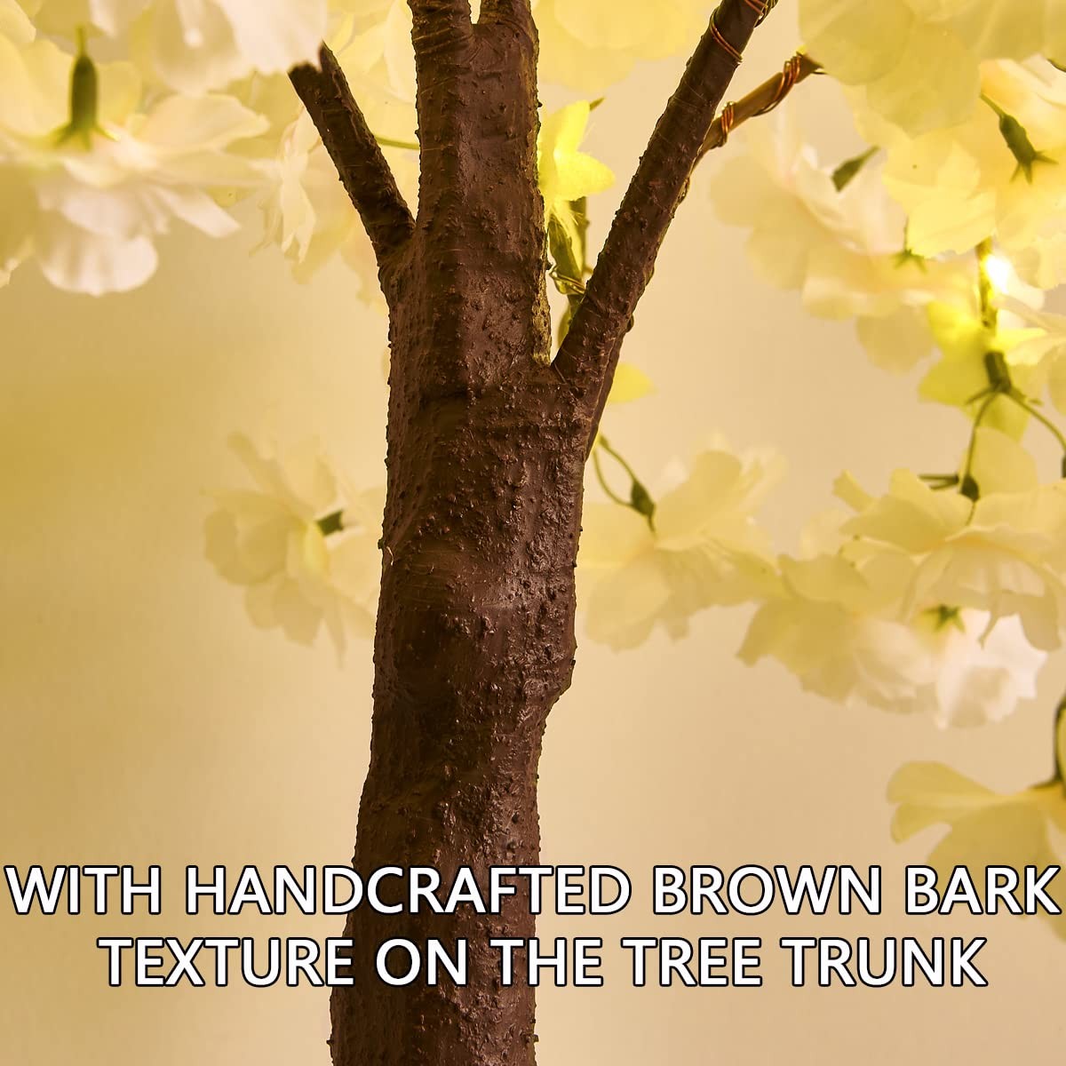 White Cherry Blossom Tree 18 Inch 40 LED Japanese Room Decor Battery USB
