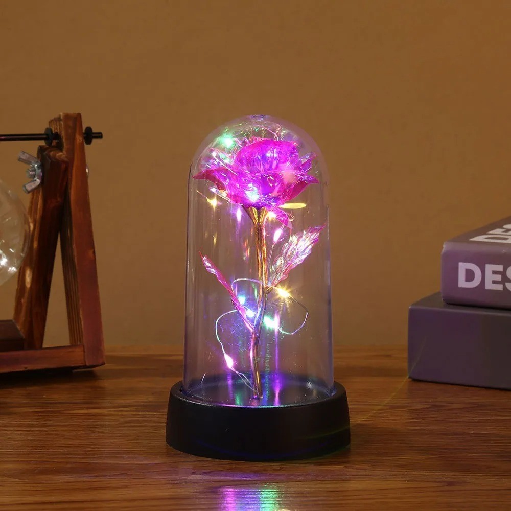 Brand New – Crystal Galaxy Enchanted LED Glass Forever Rose Home Decoration Gift
