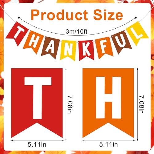 Thanksgiving Decorations Pre-strung Thankful Banner Turkey Pumpkin Maple