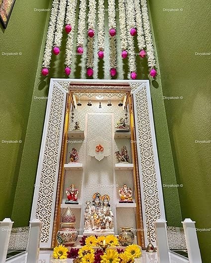 Paper Lotus Hanging 12Pc | 40 White & Pink Floral Temple Wall Decor