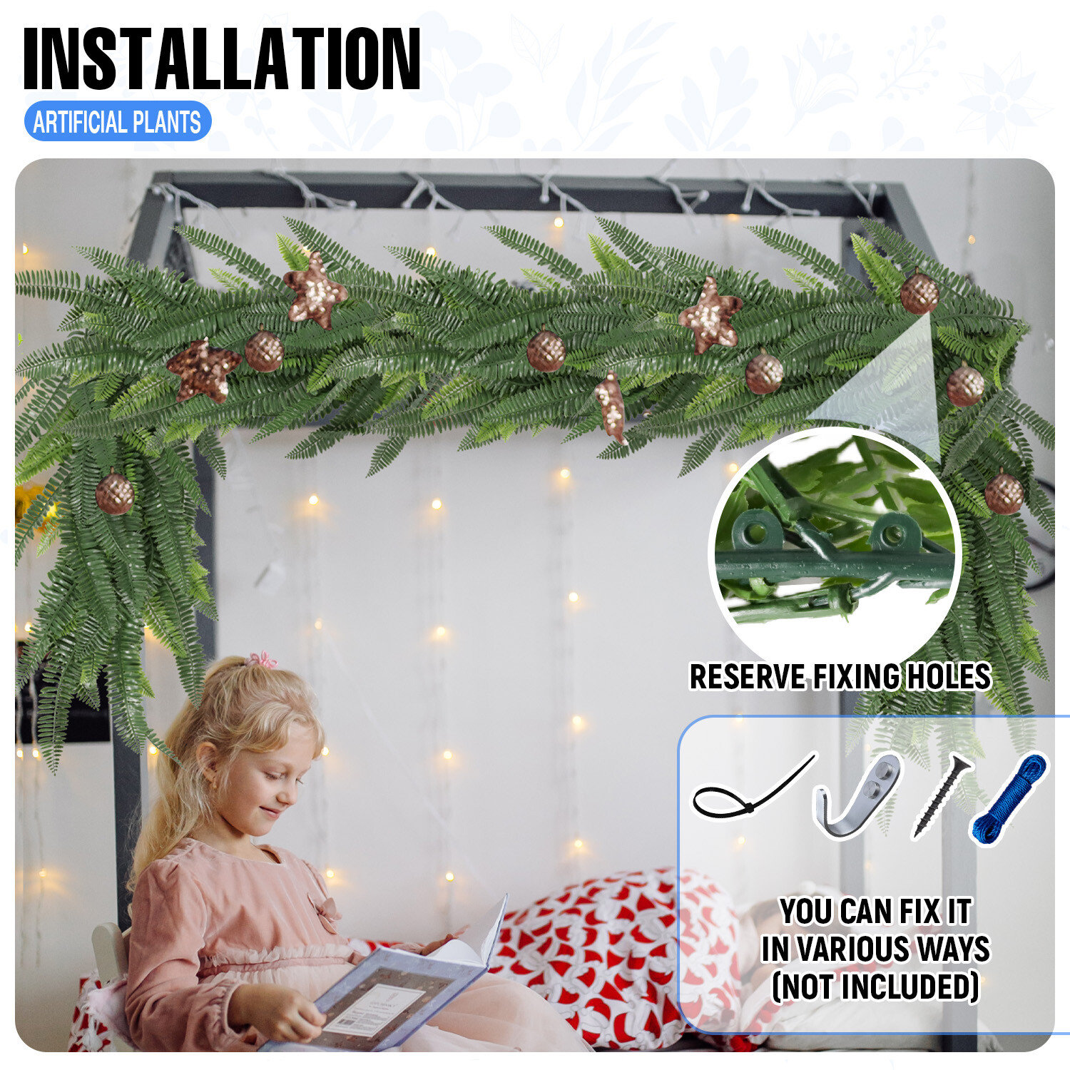 Artificial Hanging Plants Fake Olive Leaves Vine Garland for Home Christmas Deco