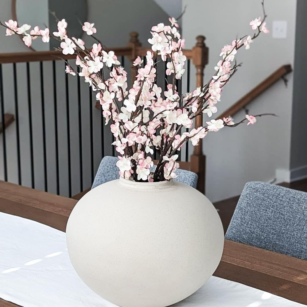 Artificial Flowers Silk Cherry Blossom Branches 5Pcs 39” Pink Faux Vase Decor