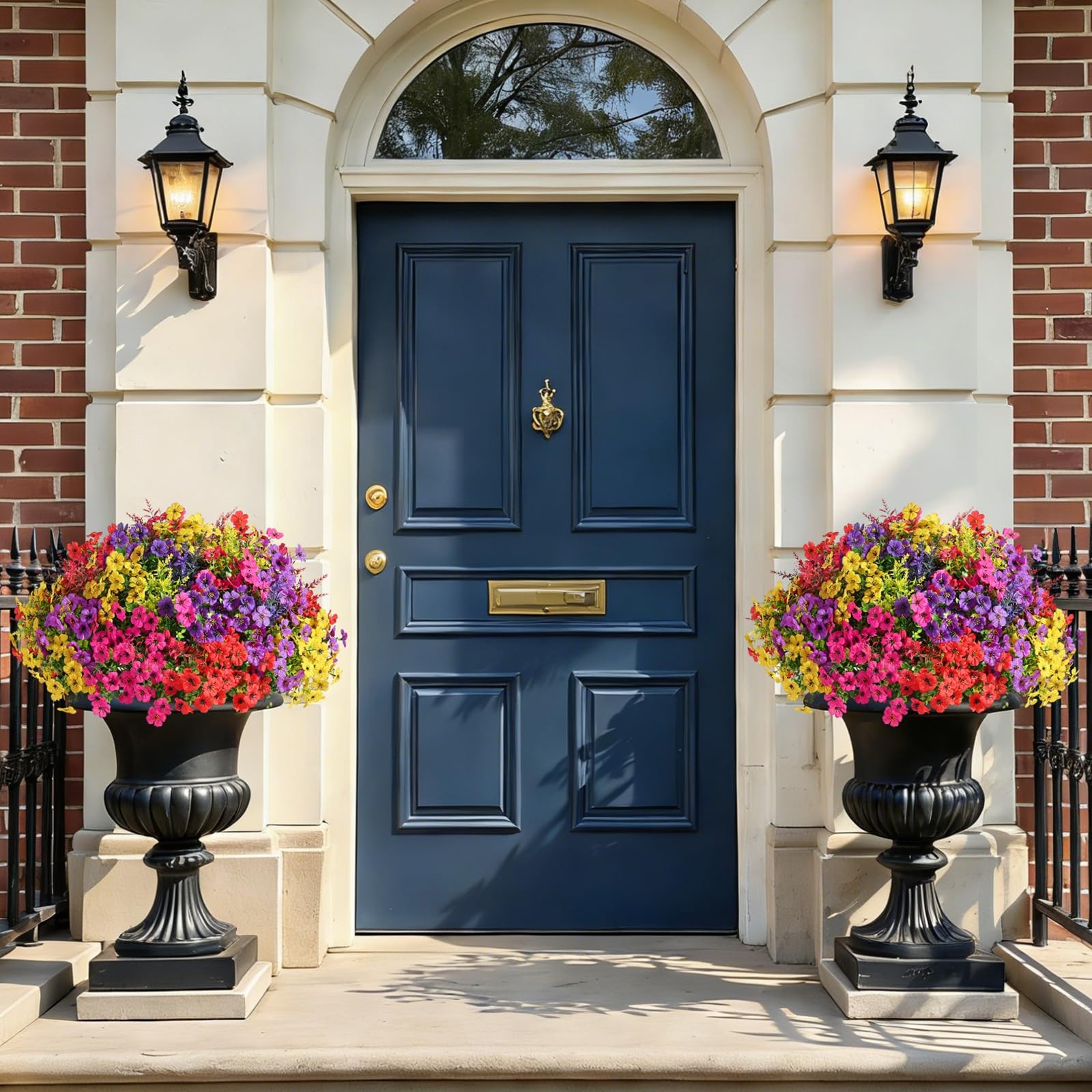 24 Bundles Artificial Flowers for Outdoors UV Resistant Decor