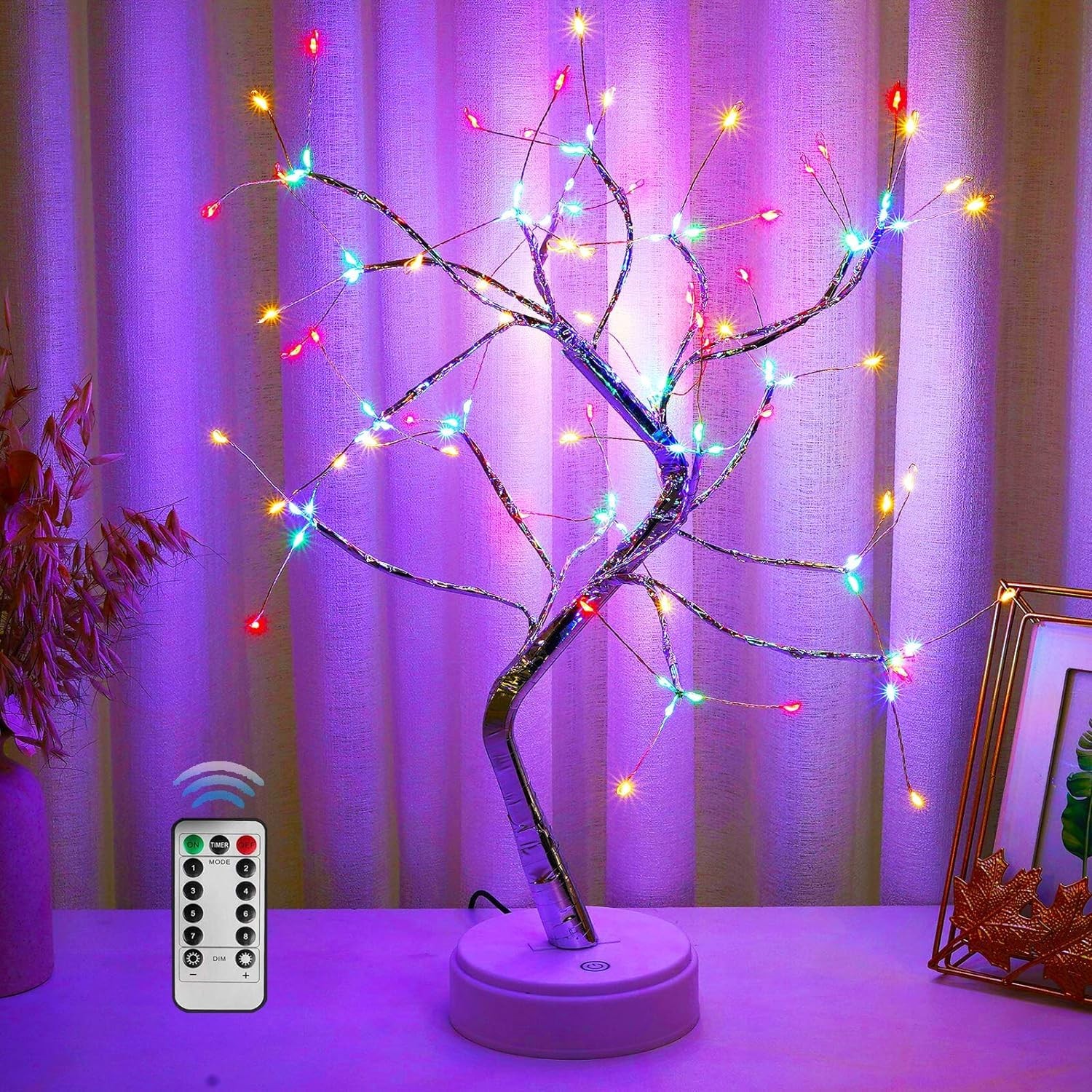 20” 108 Sparkly Fairy Spirit Tree Lamp with Remote Control, DIY Bonsai Artifi…