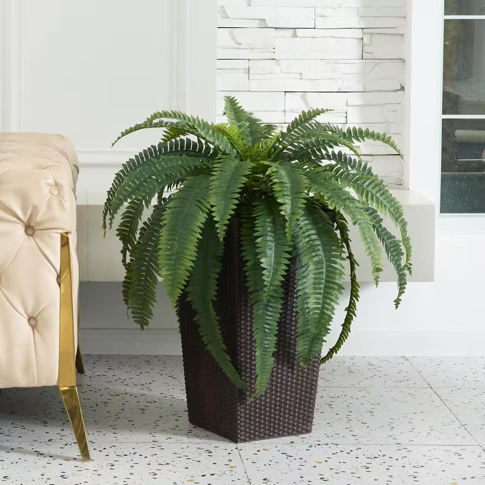 48 In. Artificial Boston Fern, Faux Silk Plant Fake Plants for Home Office Decor