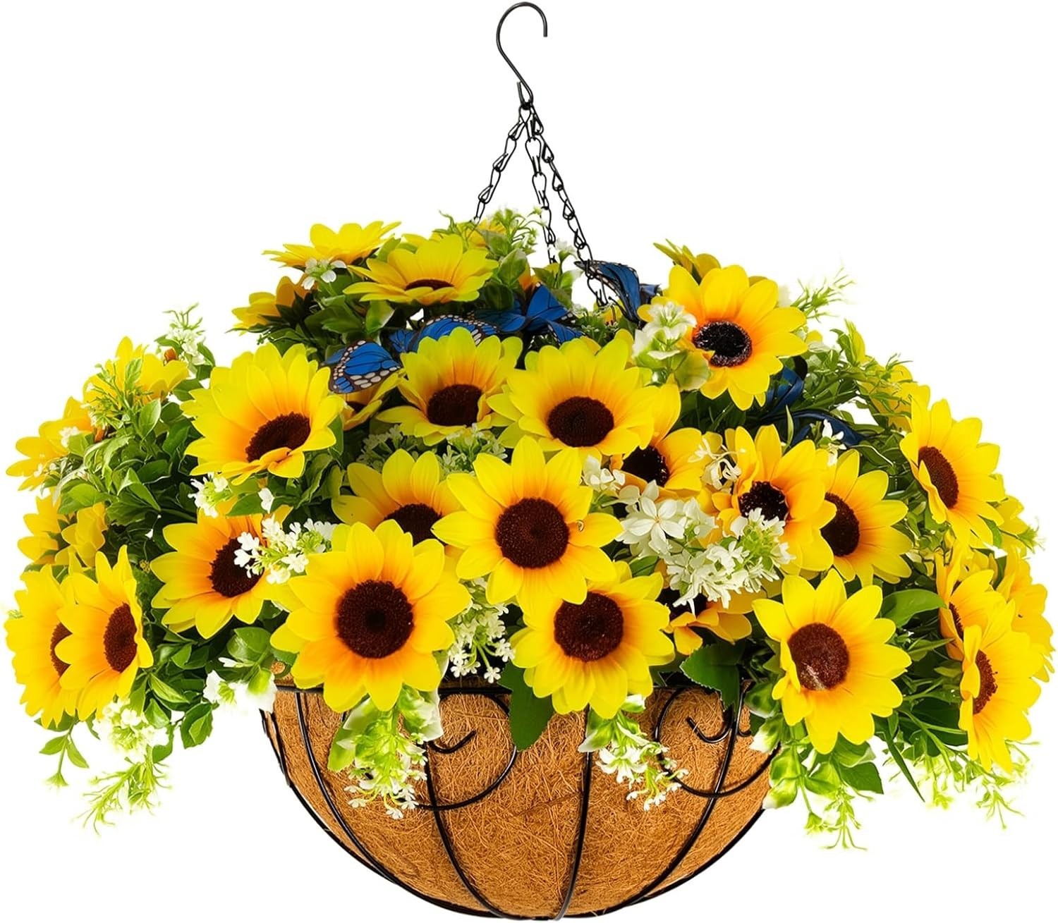 12 Bundles Faux Silk Sunflowers UV Resistant Look Real No Fade for Front Door Po