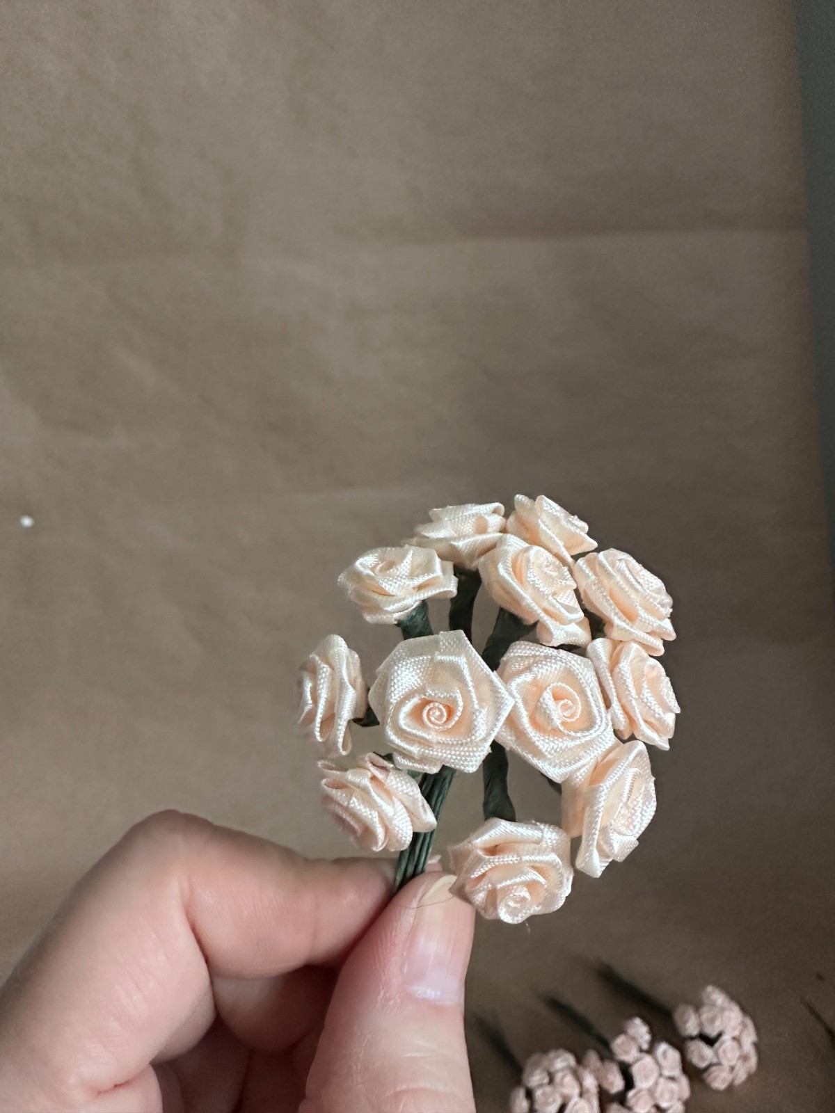 vtg. Assorted Bouquet, Single Satin Roses for Crafting Decoration most with tags