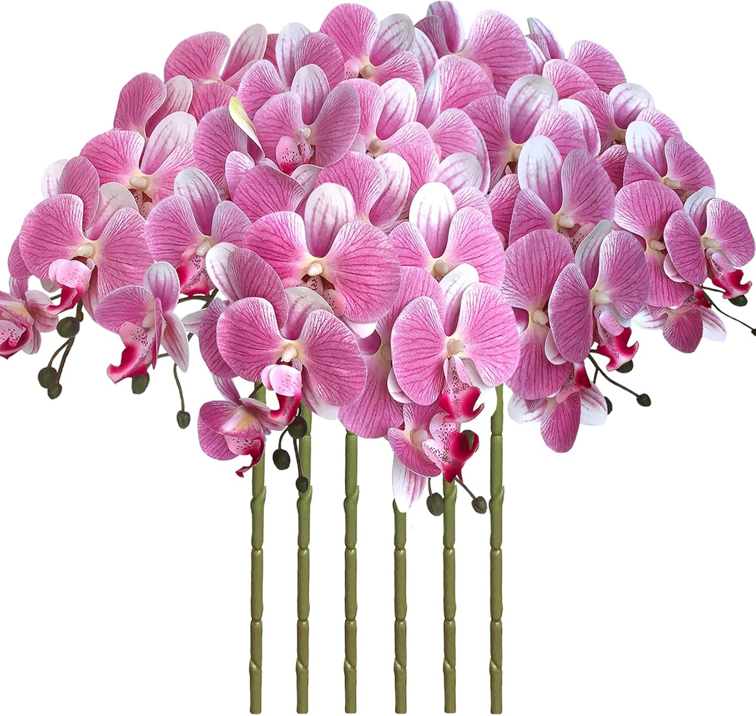 32 Inch Artificial Phalaenopsis Flowers 6 Pcs Artificial Orchid Flowers Stem Pla