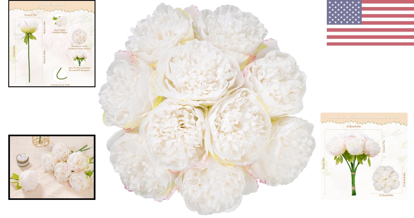 Lightweight 20pcs Artificial Peony – Dust and Fade Resistant Floral Elegance