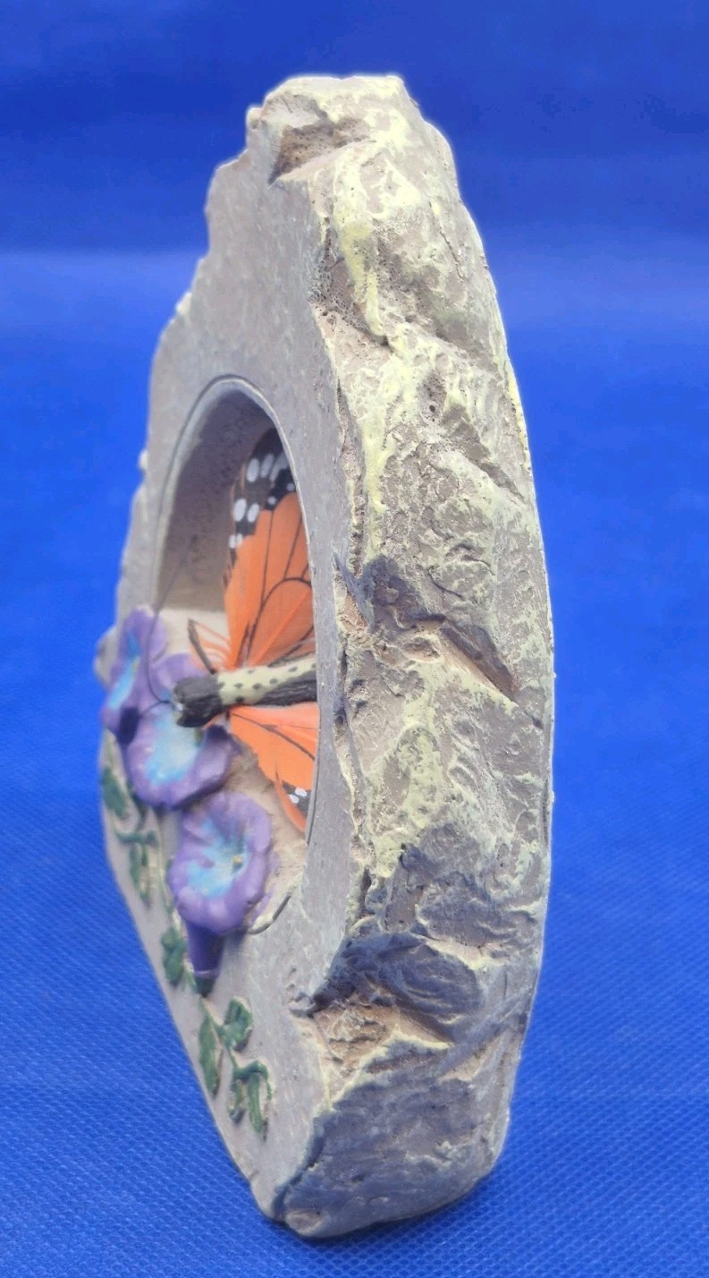 Butterfly Decor Feather Monarch Morning Glories in Faux Stone Arch 5×6″