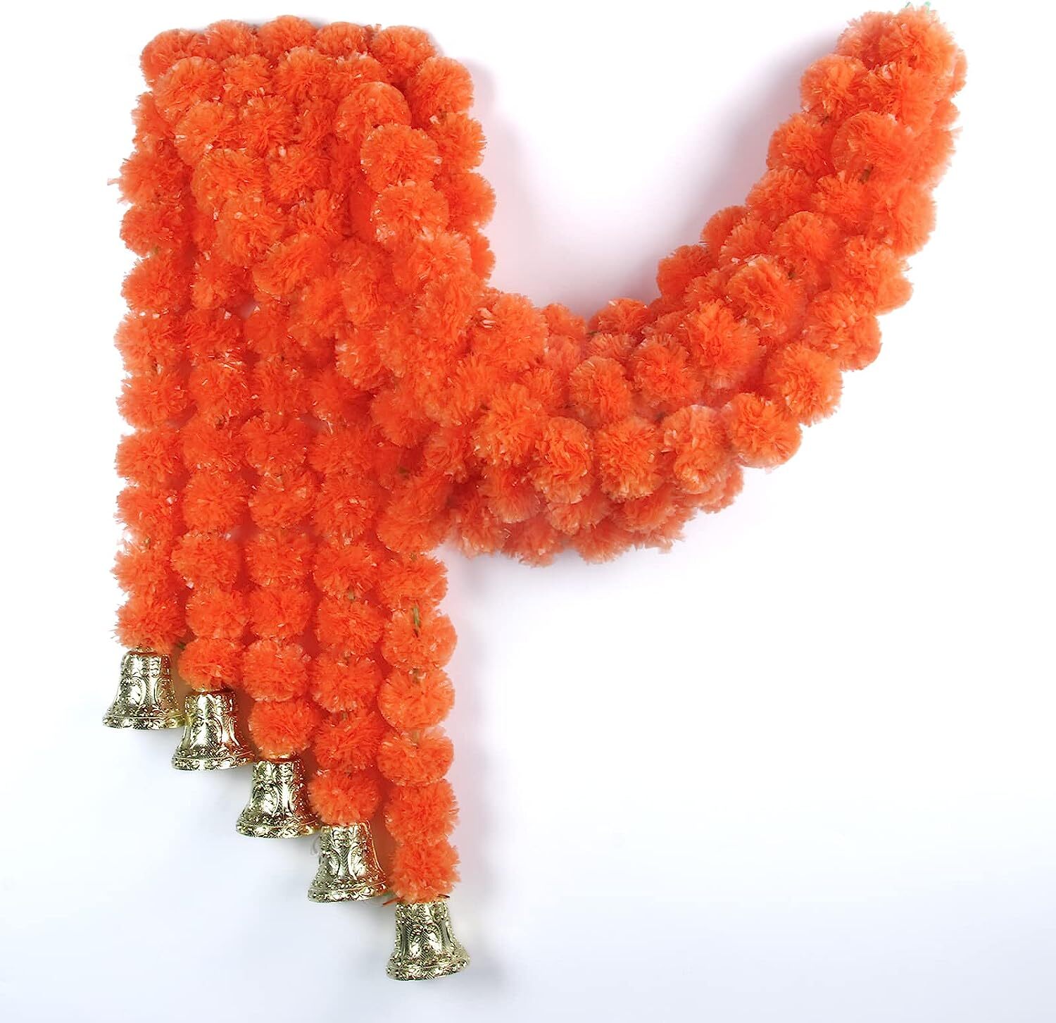 Marigold Garland with Bells 5 Pack Diwali Festival Stage Temple Decorations