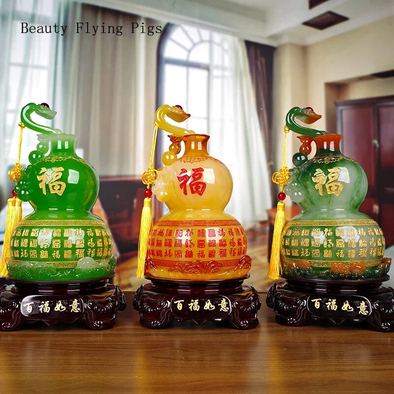 Chinese Creative Ruyi Jade Gourd Decoration Decor Housewarming Gift Artificial
