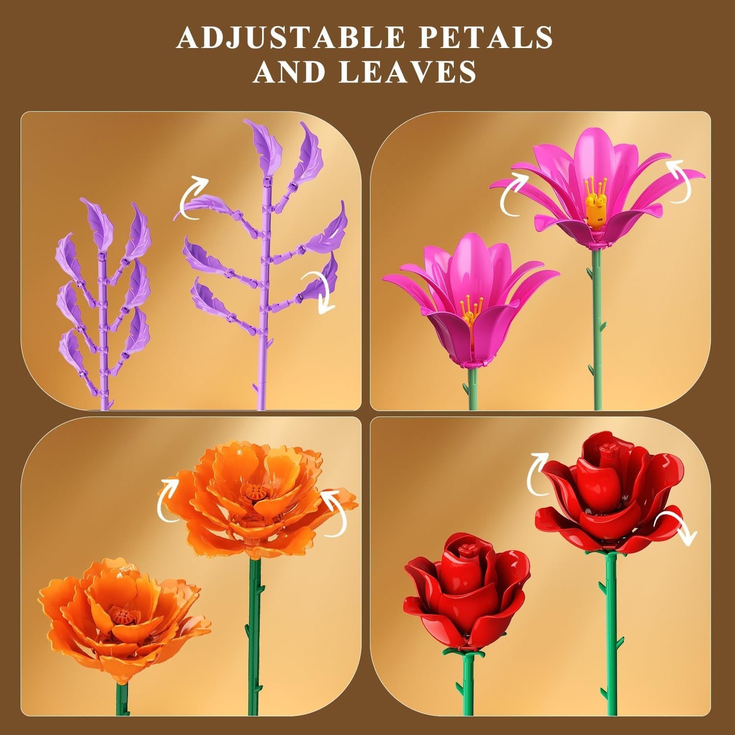 21 Flowers Bouquet Building Set with Light for Adults Girls 8-12+ | Artificia…