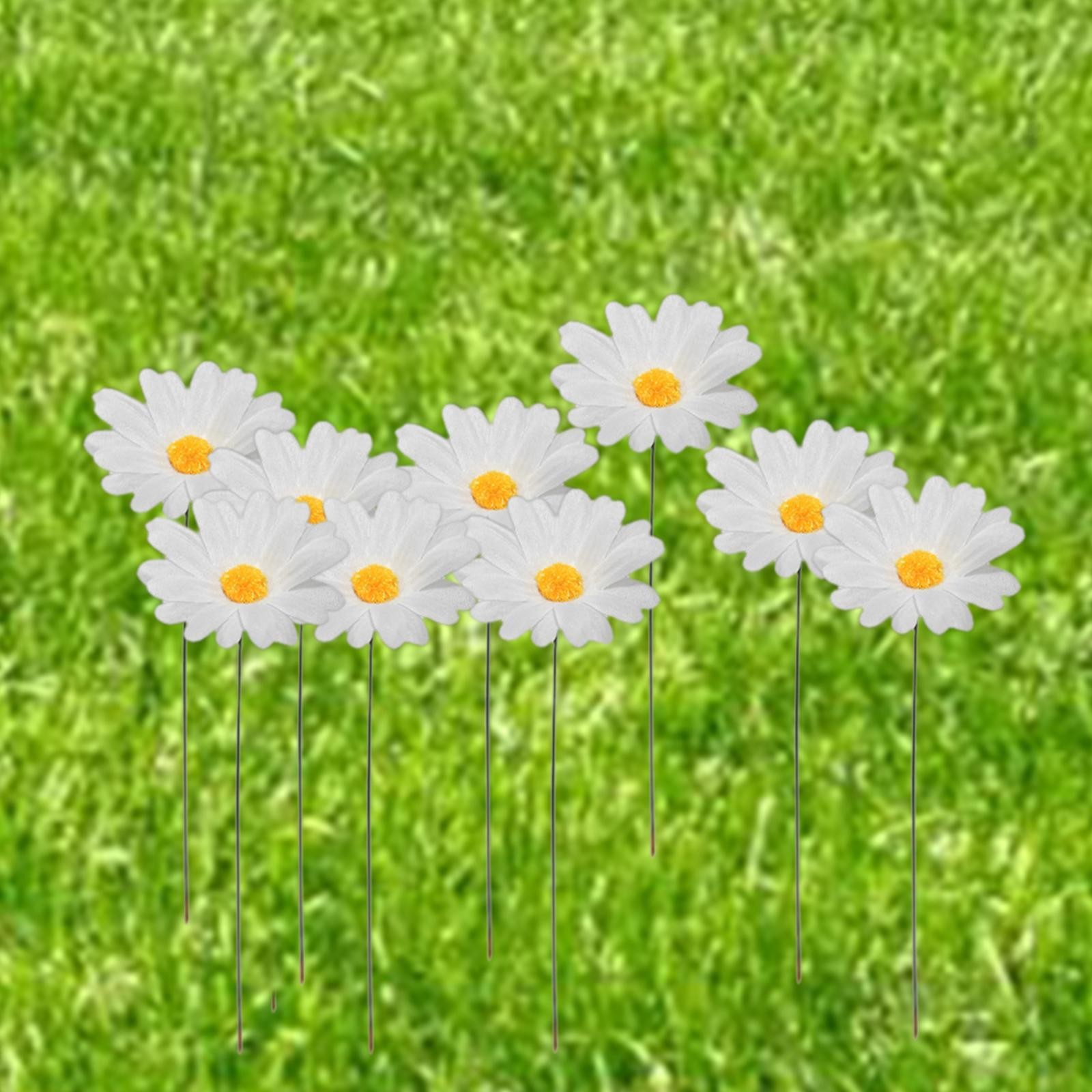 10Pcs Daisy Flower Stakes Plant Flower Stake Outdoor Decor Stake for Lawn