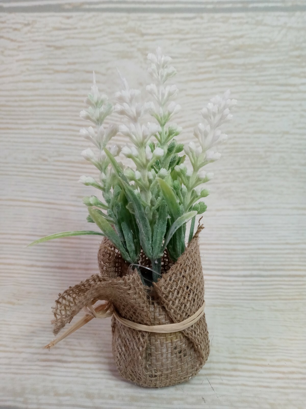 New! 3 Spring Plants Faux Mini Burlap Wrapped Floral Plant Arrangement Decor ~
