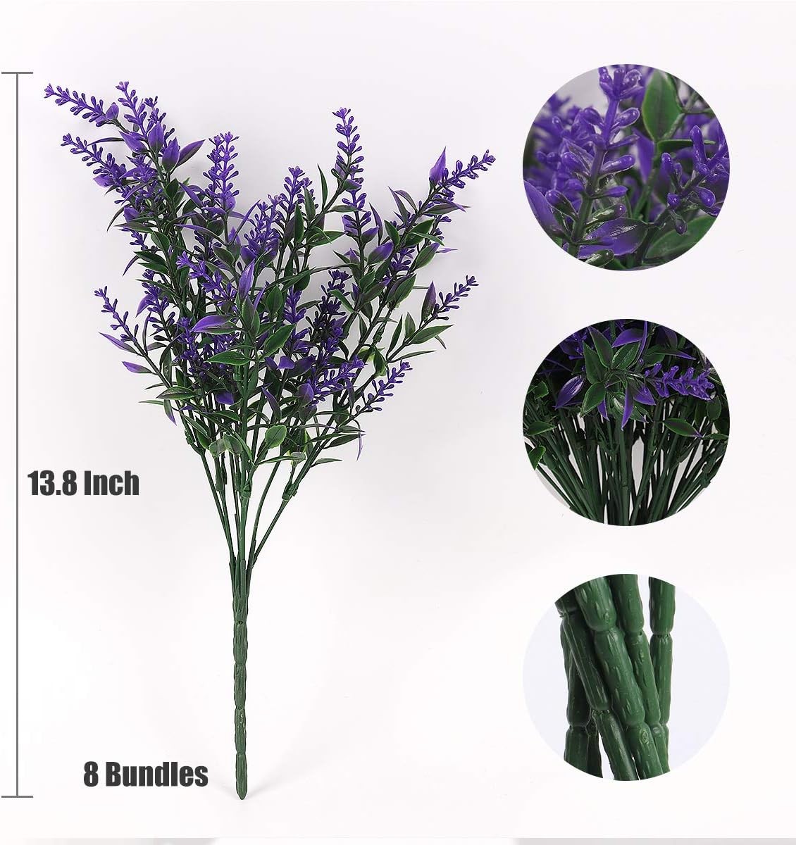 Artificial Greenery Lavender Fake Shrubs Flowers 8 Bundles UV Resistant Hanging