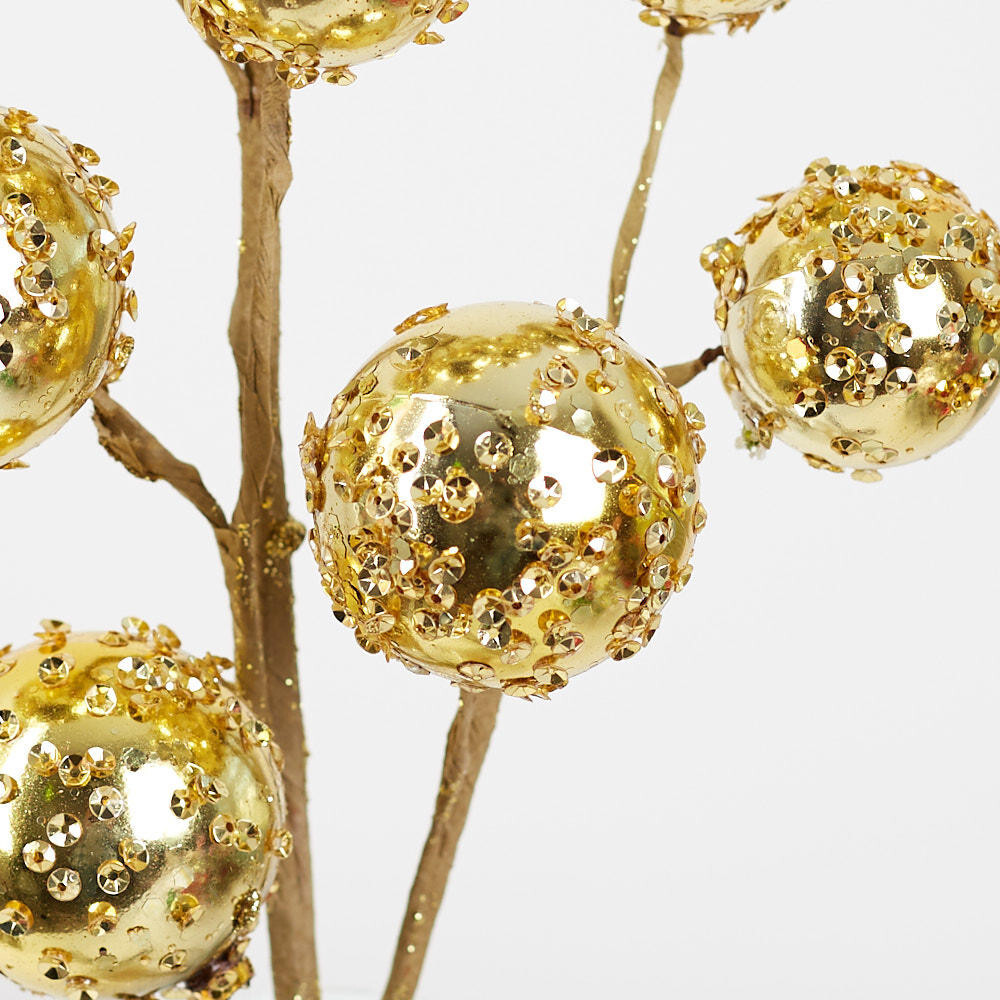 Set of 2 Artificial Iced Gold Ornaments Decorative 27″ Sprays