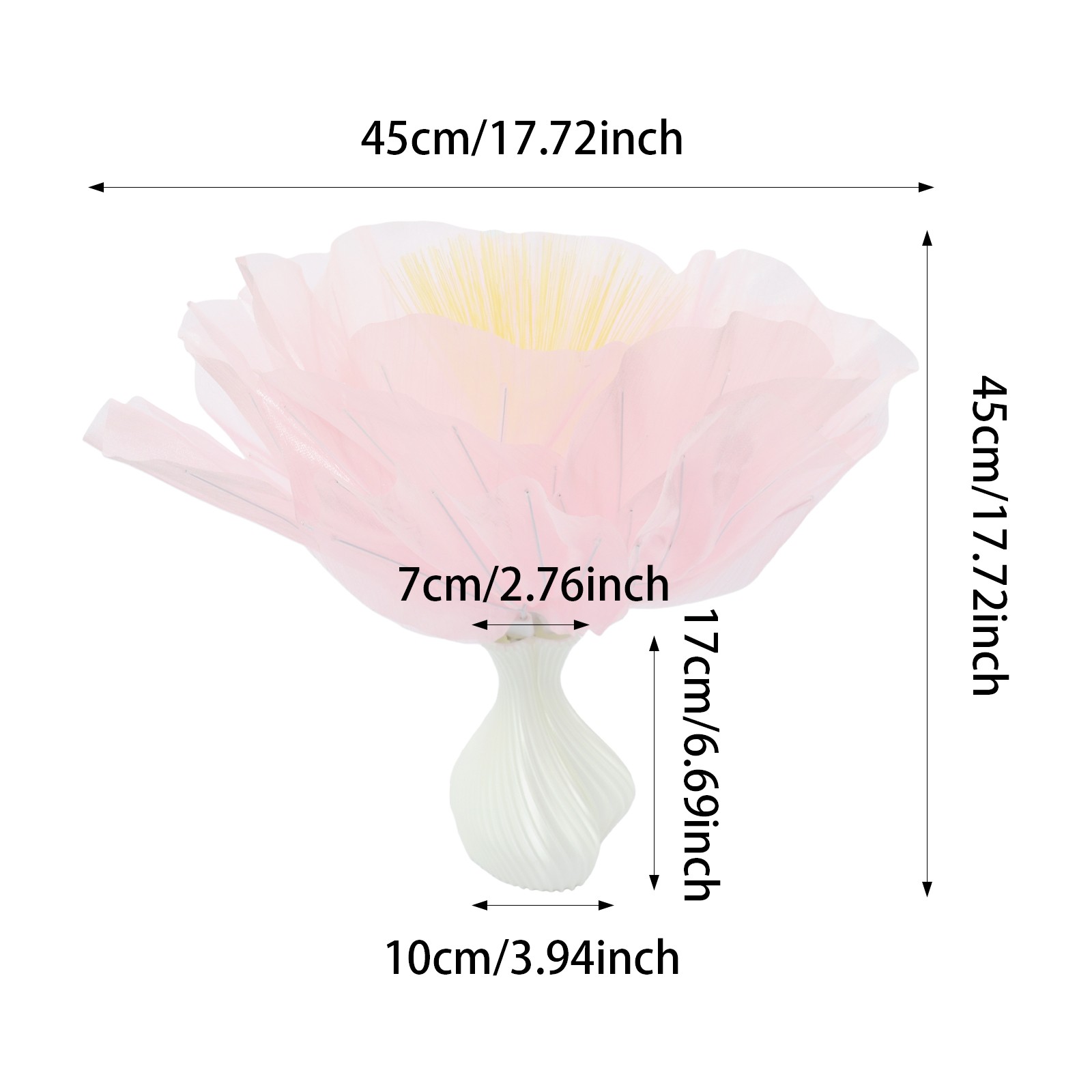 Desktop Pink Organza Artificial Flower With Vase Atmosphere Lamp Ornament
