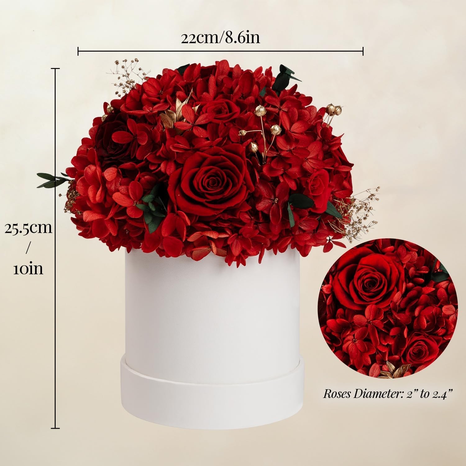 Preserved Flowers, Forever Flowers Bouquet with Gift Box. Real flowers, RED
