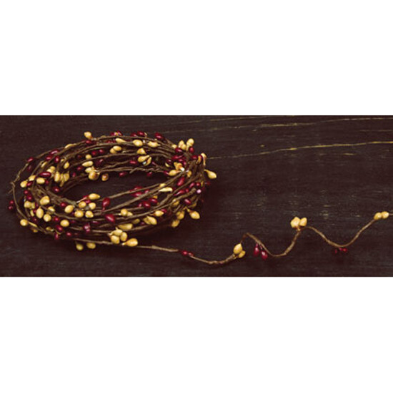 Pip Berry String Garland 18 Feet Long – Burgundy & Old Gold – Floral Primitive