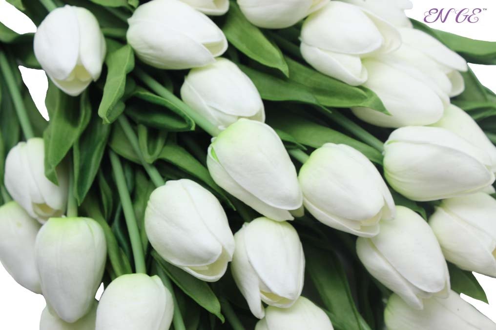 10 Heads White Artificial Tulips, Mini Real Touch, Fake, Home Decor, Wedding