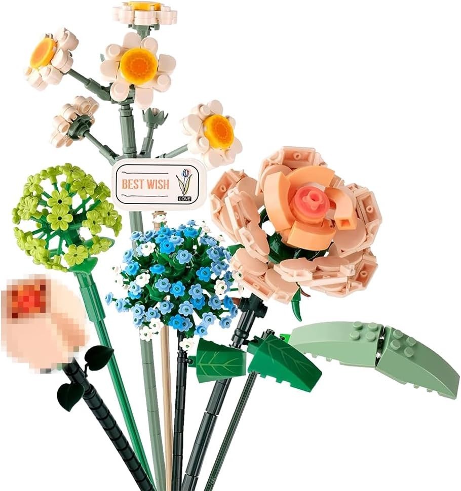 NEW!FULL SET Flower Bouquet 7 Stems Building Kit Botanical Collection 680 pieces