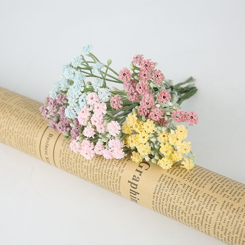Artificial Mini Rose Bouquet Flowers Wedding Decor Gypsophila Wreath Flower 6pcs