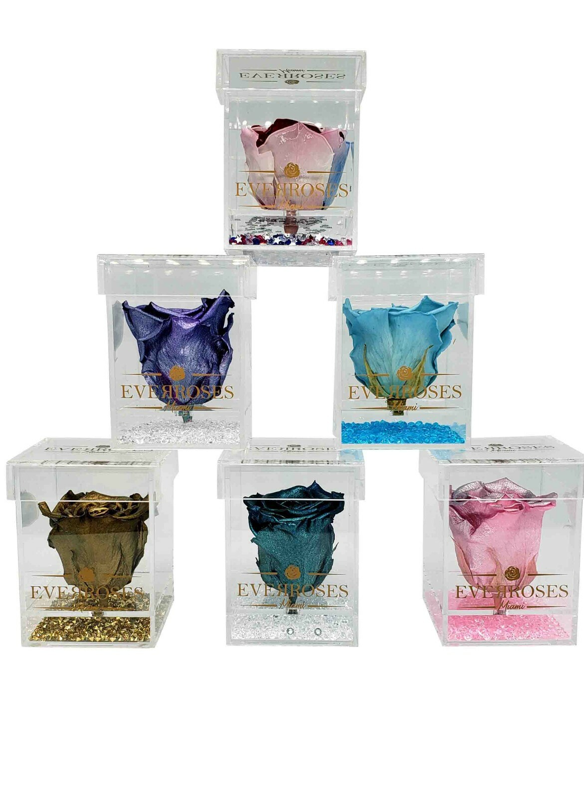ROYAL BLUE Rose in a single Acrylic box real long-lasting preserved rose