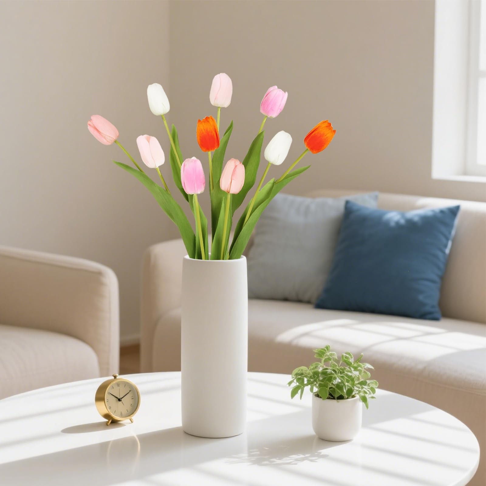10PCS Real Touch Tulips Artificial Flowers 18.9″ Realistic Faux Tulips Fake S…