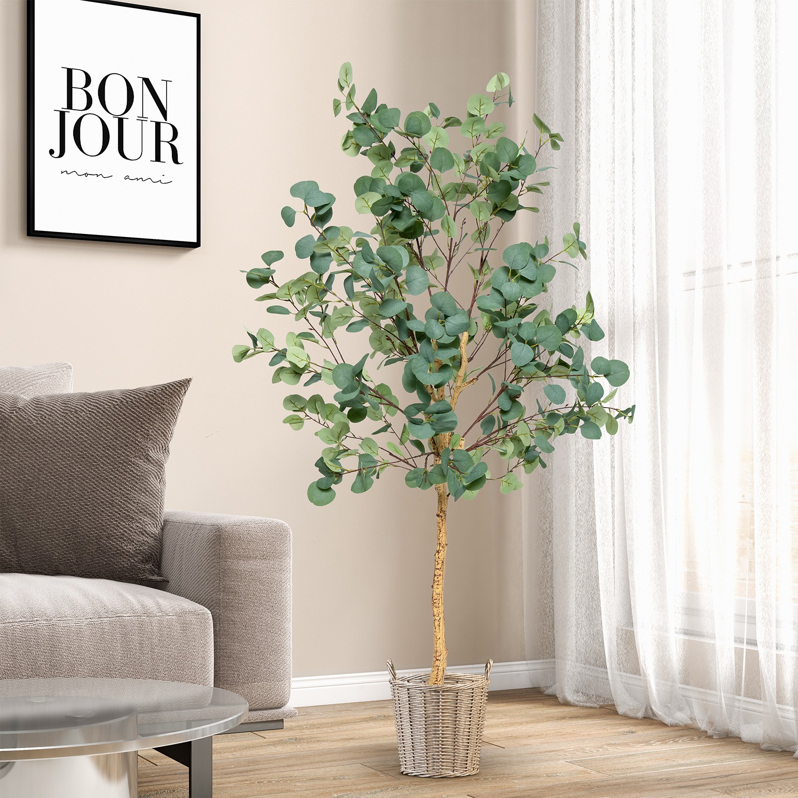 5.5FT Artificial Tree Fake Eucalyptus Tree for Living Room Office Home Decor