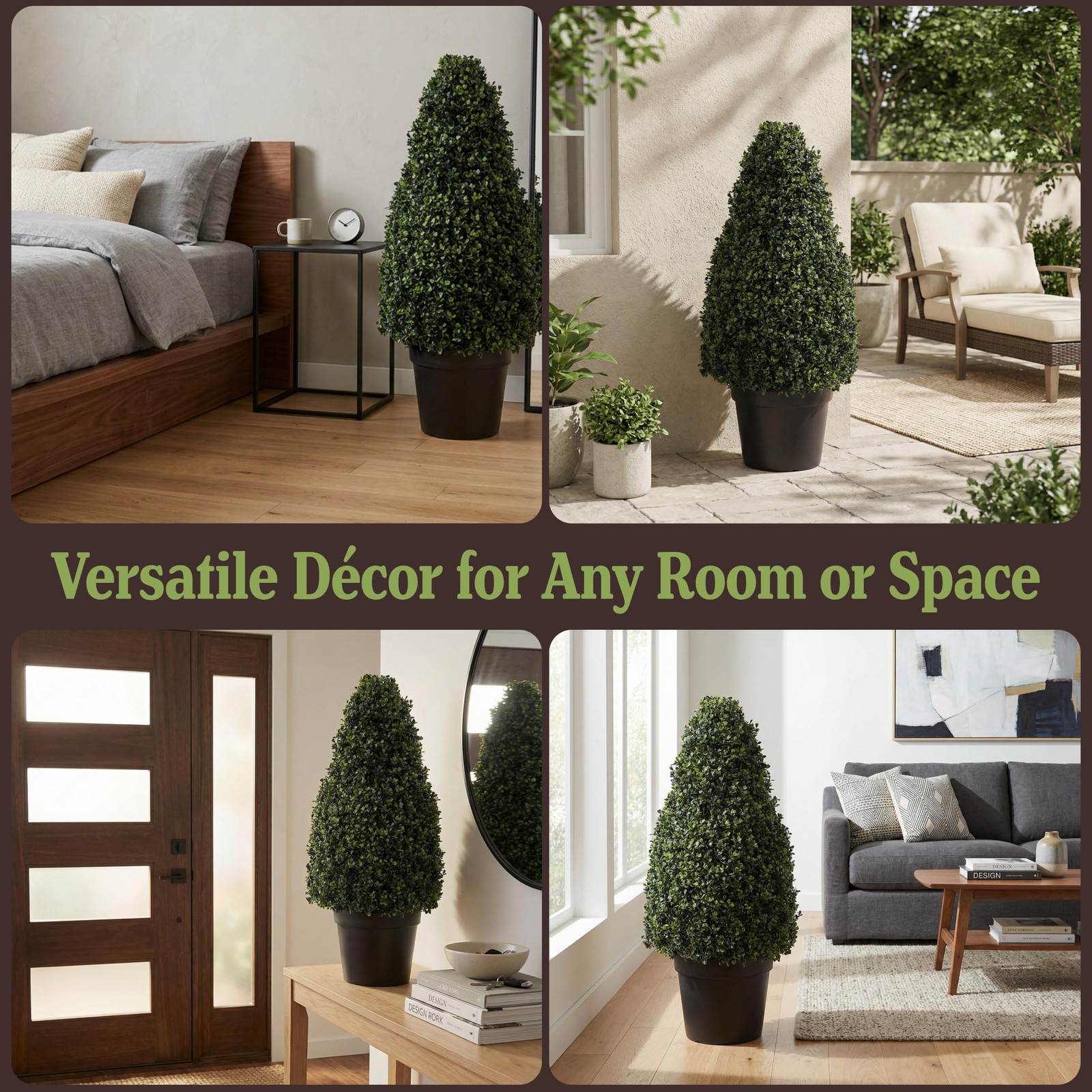 Artificial Boxwood Topiary – 36-Inch Tower-Style Faux Plant in Sturdy Pot – R…
