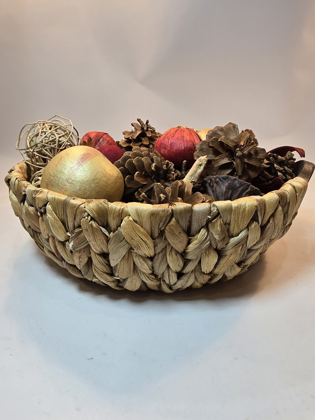 Rustic Forest Jumbo Artificial Bowl Filler w/basket Holiday Decor Potpourri