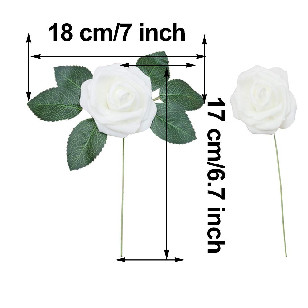 Awtlife 50 pcs Artificial Flower Rose and 15 Artificial Leaf for DIY Bouquets…