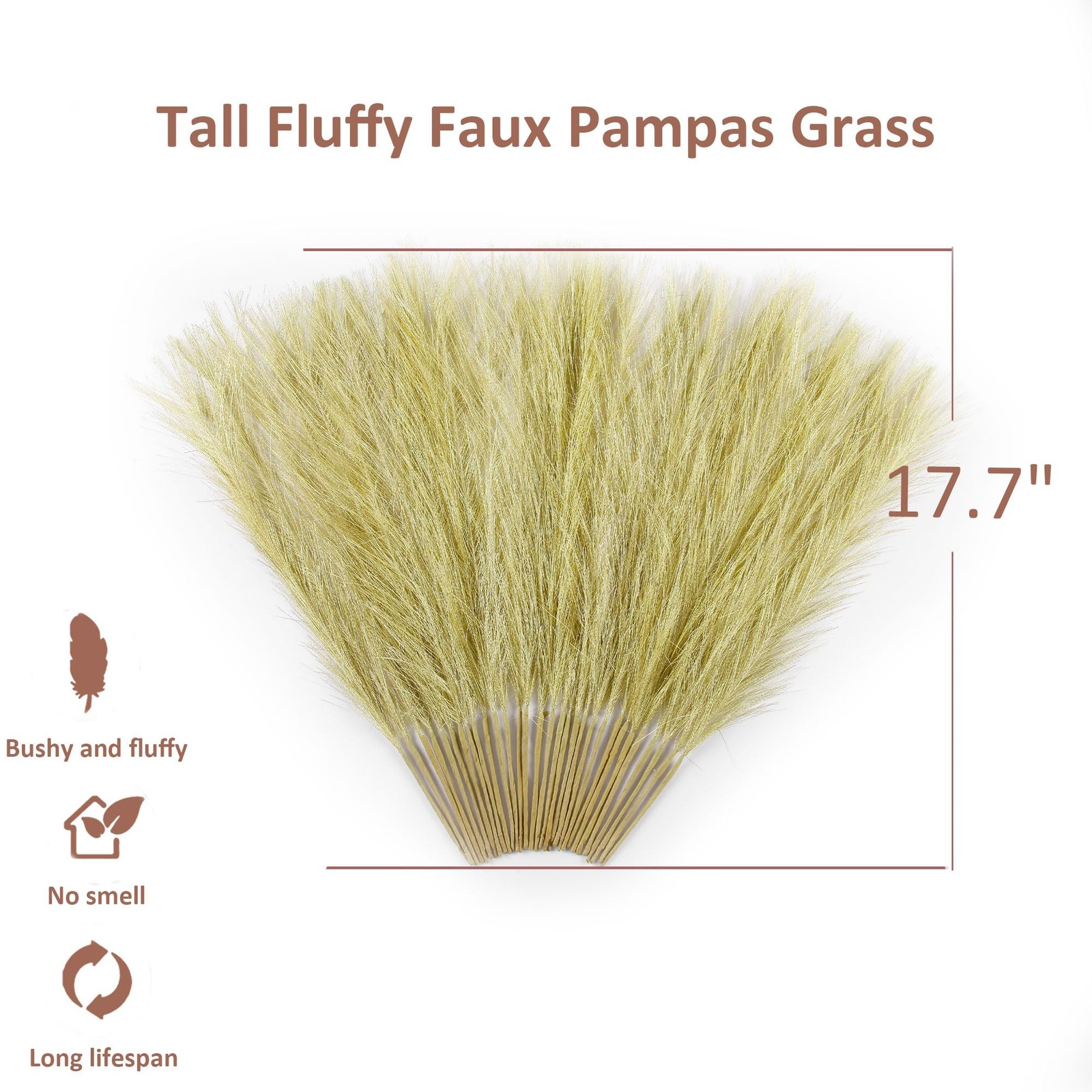 Golden Pampas Grass Small, 30 Pcs 17″ Faux Pampas Grass Short Decor, Pompas G…
