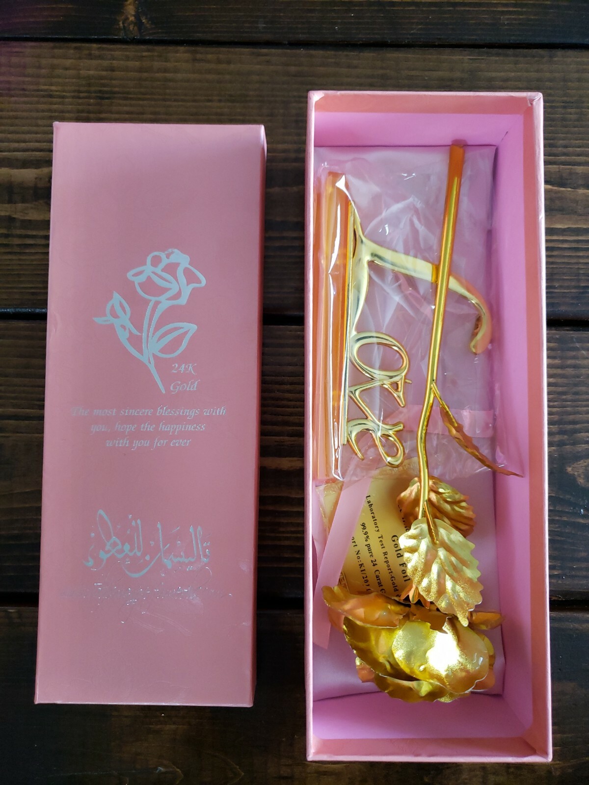 24K Gold Foil Rose With Certificate Of Authenticity & Love Stand *NEW*