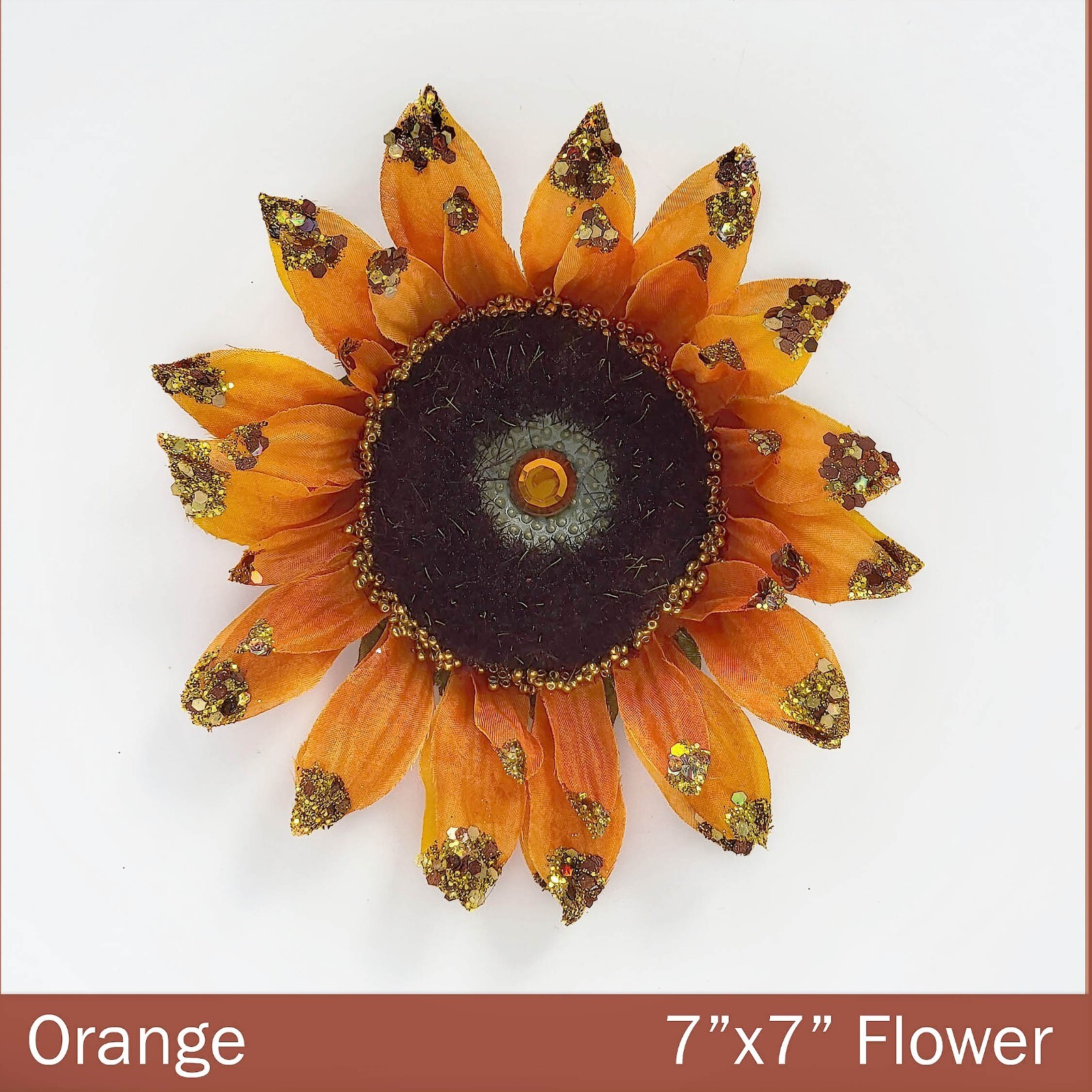 HANDMADE Golden Sunflower Sparkle Artificial ORANGE Sunflower with Gold Glitter