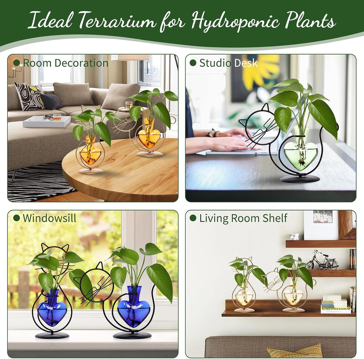 Plant Terrarium Plant Propagation Station Cat Lover Gifts for Women | Plant Love