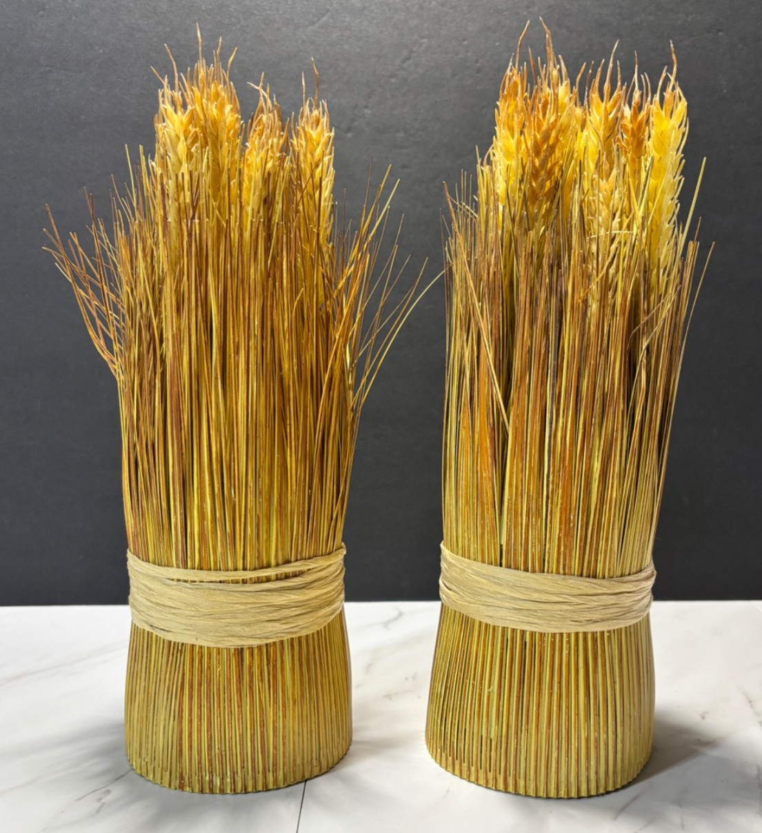 Set of 2 Elements Artificial Wheat Bundles 12” Fall Harvest Table Decor