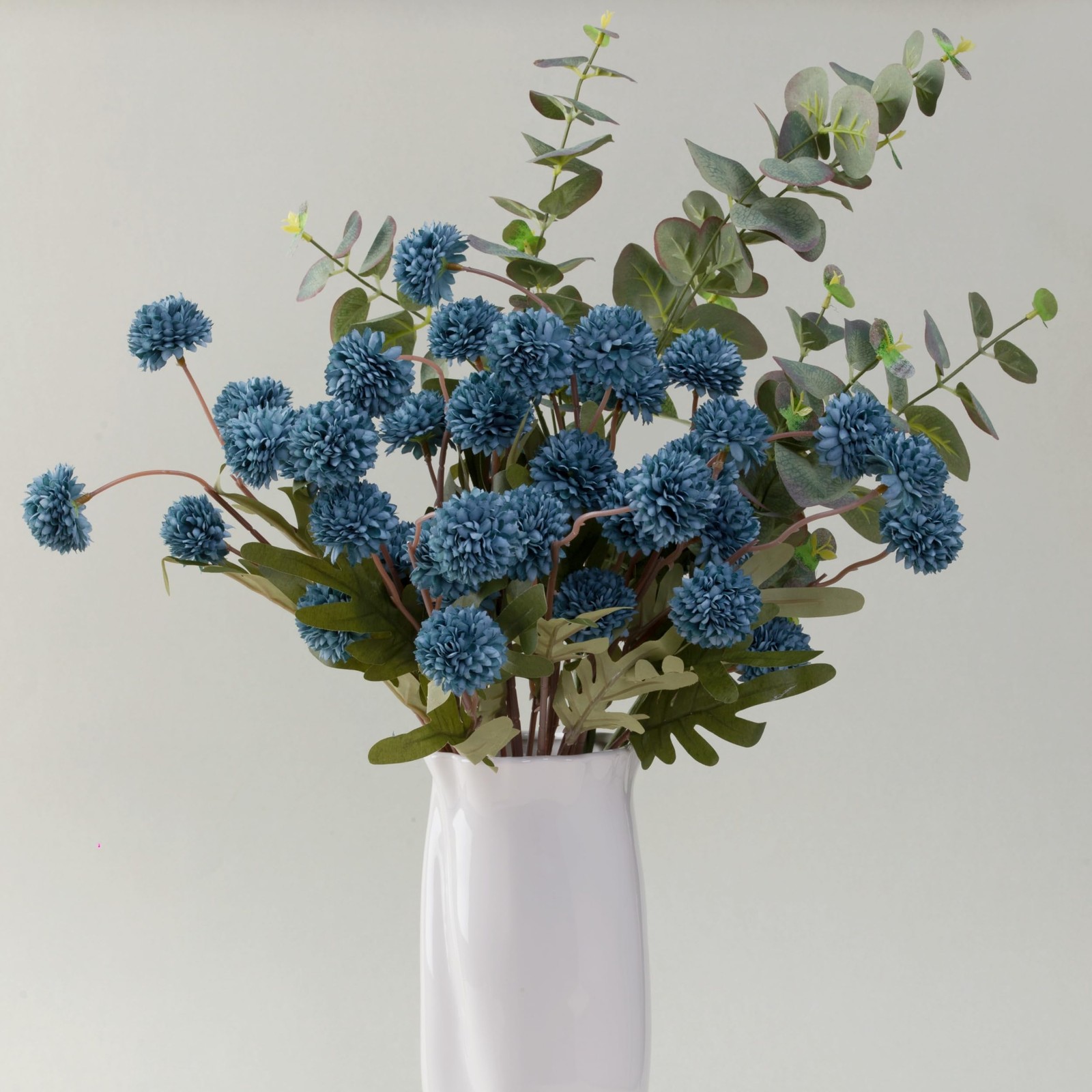 Artificial Chrysanthemum Flowers, 10 Stems Faux Silk Pompon Mum Balls with Be…