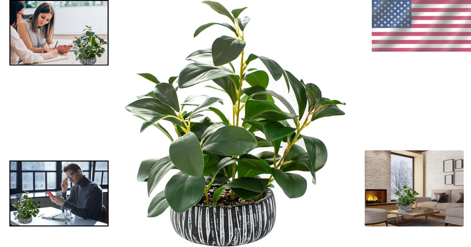 Chic Fake Plant with Rustic Clay Planter – No Watering Needed, Gift-Ready Design