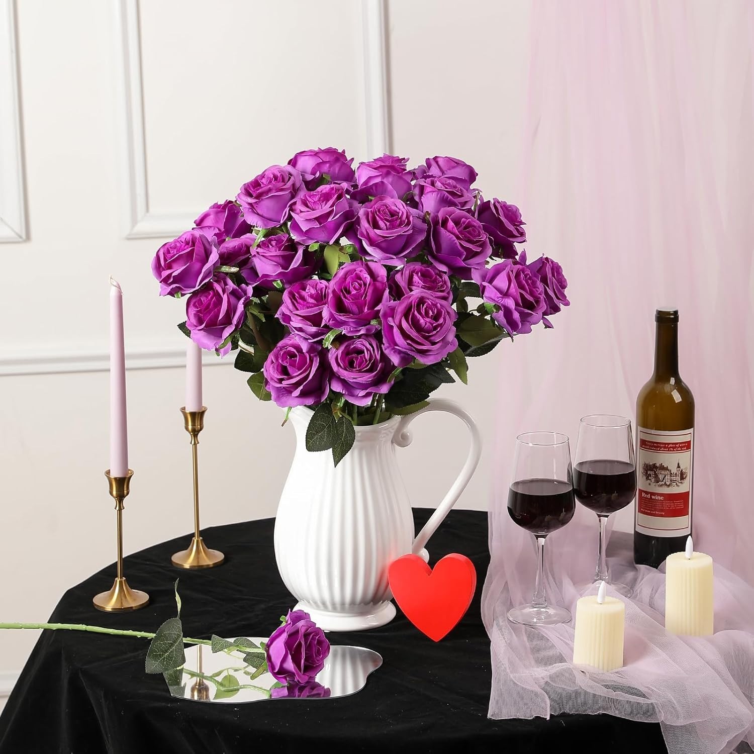 Lifelike Purple Silk Roses – 10pcs Bouquet for Eco-Friendly Celebrations