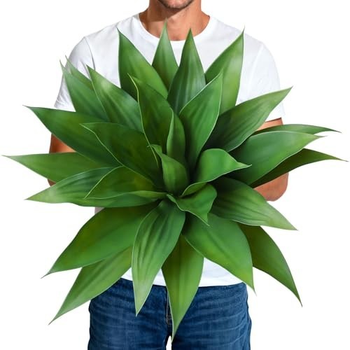 Artificial Agave Plant 28 Inch UV Resistant Faux Succulent Indoor Outdoor Home