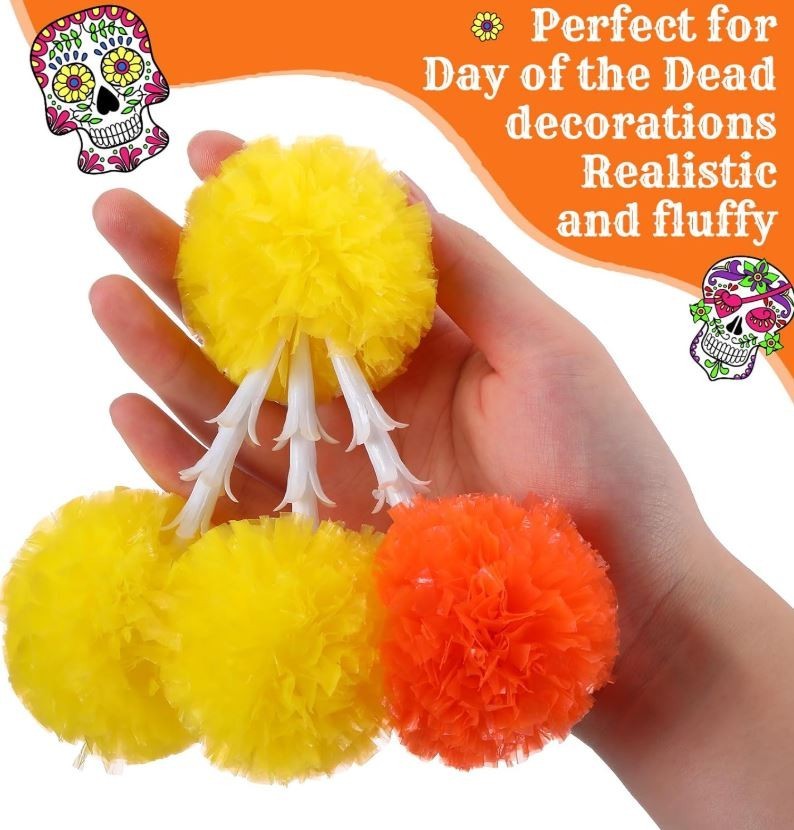 15 Pack Marigold Tuberose Tassels Artificial Flowers for Diwali Indian Wedding