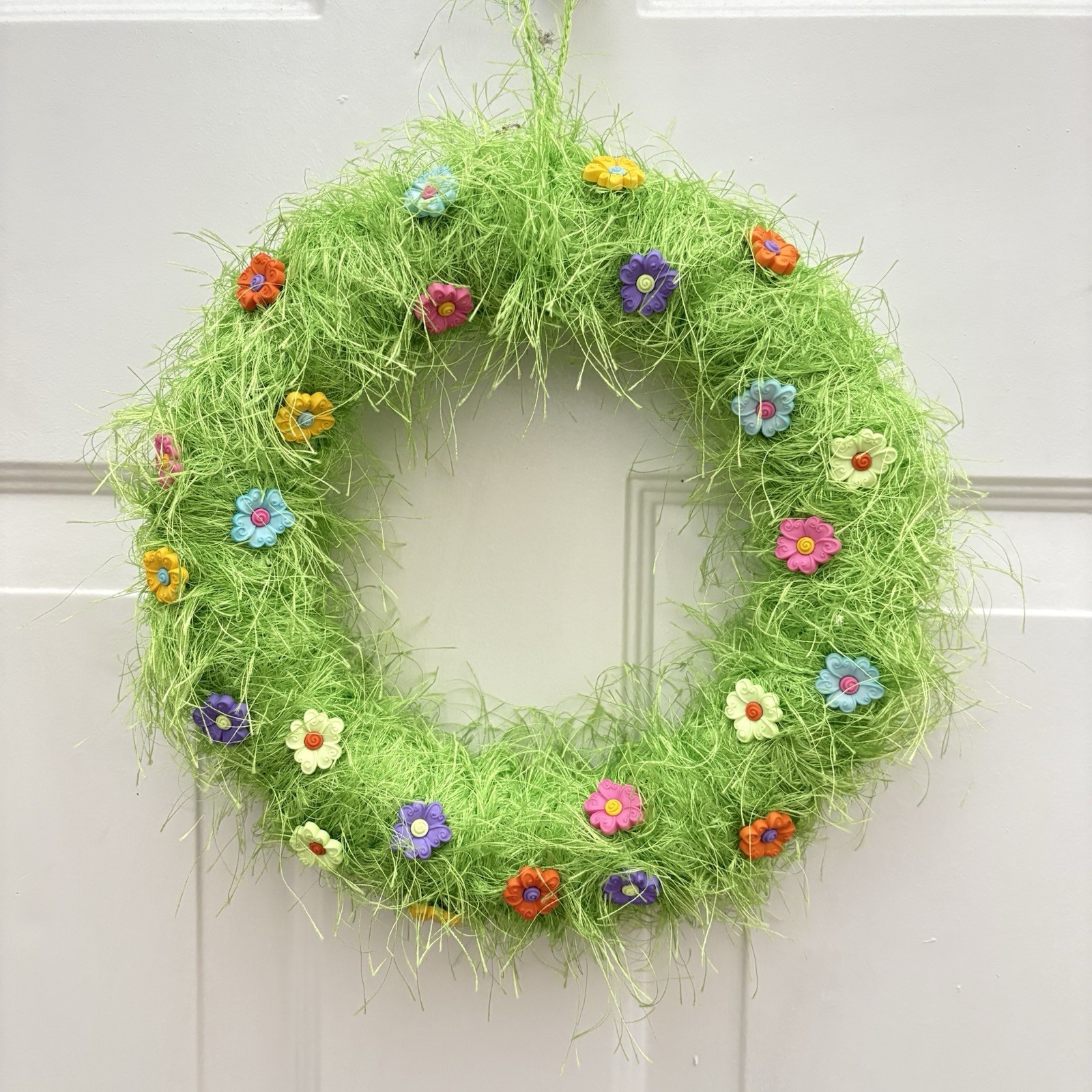 Decorative Yarn Door Wreath Colorful Spring Summer Wreath Flower Wall Hanging